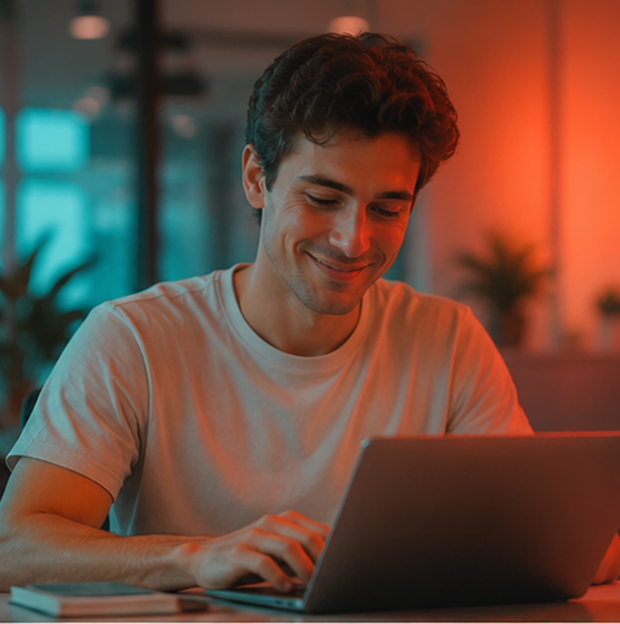 A young professional working on a laptop